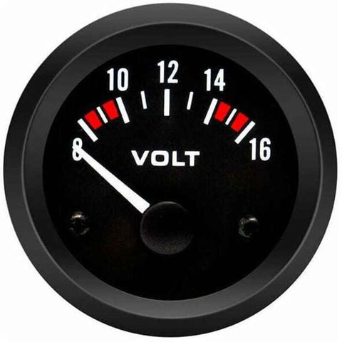 Universal 12V Voltmeter Gauge 52mm/2in (8-16V) for Car, Compatible with Most Vehicles, Aluminum Alloy material, Black/White Color Options In Australia - Darrahopens