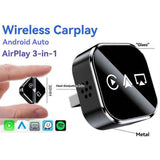 3-in-1 Wireless CarPlay Adapter AirPlay CarPlay Android Auto USB Dongle Plug and Play Wired CarPlay for, Metal material, Black/Silver Color Options In Australia - Darrahopens