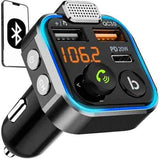 Bluetooth FM Transmitter & Charger 20w - For the car - Car charger, Aluminum + Plastic material, wireless audio upgrade In Australia - Darrahopens