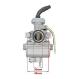 Pz20 Carburetor for 50cc 70cc 90cc 110cc 125cc 4-stroke Engine, Metal material, engine fuel mixing replacement, Silver Color