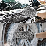 Rim Brush - Car Wheel Brush with Car Wash Mitt - Microfiber Rim Brush - Tire Brush - Wheel Brush - Rim Cleaner