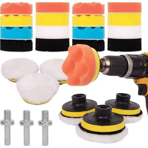 25-piece car polishing set - Polishing pad for M10/M14 drill, cordless screwdrivers and polishers - Different softness levels In Australia - Darrahopens