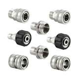 Stainless Steel Pressure Washer Quick Connect Kit, m22 14mm To 3/8in Quick Connect, 3/4in To 1/2in Qu, Stainless Steel + Brass material, Silver Color In Australia - Darrahopens
