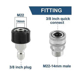 Stainless Steel Pressure Washer Quick Connect Kit, m22 14mm To 3/8in Quick Connect, 3/4in To 1/2in Qu, Stainless Steel + Brass material, Silver Color In Australia - Darrahopens