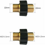 M22 x 1.5 Snabbkopplingsadapter for Slang, Dubbel male, Kompatibel med Karcher HD & HDs Hogtryckstvattar, 14mm Diameter, Brass material