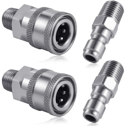 Pressure Washer Coupler Set, 1/4 Inch NPT Stainless Steel Quick Connector Male Female External Thread, Cleaning Use In Australia - Darrahopens