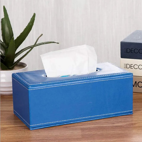 Leather Tissue Box Holder Waterproof Rectangular Tissue Box Cover for Home Office and Car Decor Blue, Waterproof Design In Australia - Darrahopens