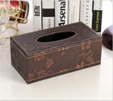 Leather Tissue Box Holder Waterproof Rectangular Tissue Box Cover Vintage Floral Design for Home Office and Car Brown In Australia - Darrahopens