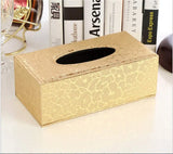 Leather Tissue Box Holder Waterproof Rectangular Napkin Paper Cover for Home Office Car Decor Gold, Waterproof Design