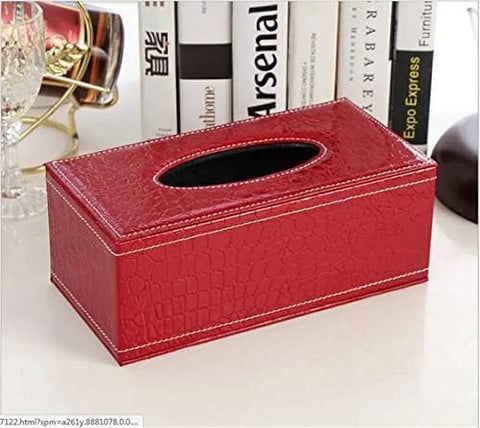 Leather Tissue Box Holder Waterproof Rectangular Napkin Cover for Home Office Car Decor Red, Waterproof Design In Australia - Darrahopens