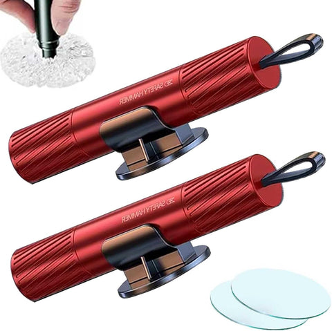 2 Pack Emergency Hammer and Seat Belt Cutter for Car Escape Safety Tool, Key Ring Size with Mounting Base, Red In Australia - Darrahopens