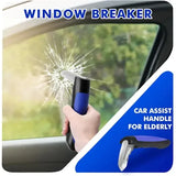 Car Assist Handle for Elderly, Vehicle Support Handle with Emergency Hammer Window Breaker for Entry and Exit, Blue