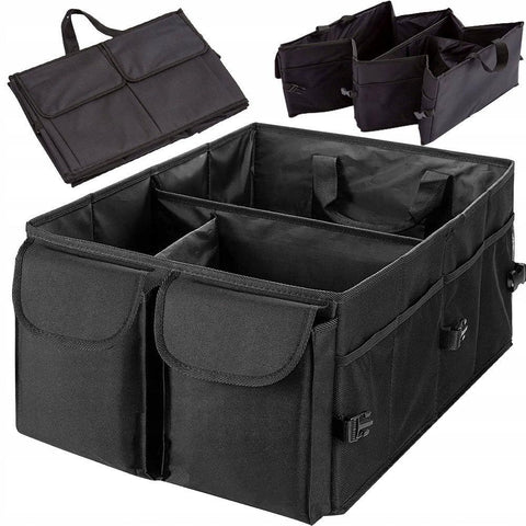 Foldable Car Trunk Bag Organiser, Portable Boot Storage Box for Groceries Tools and Travel Items, Polyester, Black In Australia - Darrahopens