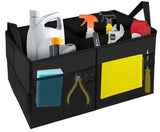 Foldable Car Trunk Bag Organiser, Portable Boot Storage Box for Groceries Tools and Travel Items, Polyester, Black