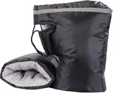 Motorcycle Handle Muff Warm Gloves, Windproof Waterproof PU Handlebar Covers with Short Plush Lining for Winter Riding