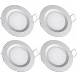 4 Pack LED Recessed Spotlight 12V 3W 6400K Cool White, 58-65mm Hole Ceiling Light for Motorhome Boat Caravan, Silver Finish