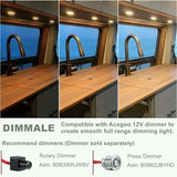 4 Pack LED Recessed Spotlight 12V 3W 6400K Cool White, 58-65mm Hole Ceiling Light for Motorhome Boat Caravan, Silver Finish