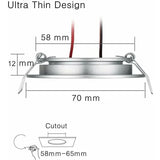 4 Pack LED Recessed Spotlight 12V 3W 6400K Cool White, 58-65mm Hole Ceiling Light for Motorhome Boat Caravan, Silver Finish