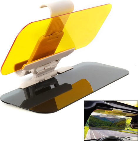 2-in-1 Car Sun Visor, Day and Night Anti-Glare Driving Sunshade with Grey and Yellow Lenses for Windshield Use In Australia - Darrahopens