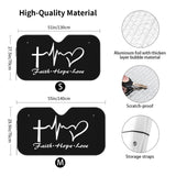 Faith Hope Love Heart Universal Accordion Folding Aluminum Windshield Sunshade 51" x 27.5", Reflective Car Shade for SUV and Truck