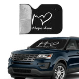 Faith Hope Love Heart Universal Accordion Folding Aluminum Windshield Sunshade 51" x 27.5", Reflective Car Shade for SUV and Truck