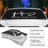 Faith Hope Love Heart Universal Accordion Folding Aluminum Windshield Sunshade 51" x 27.5", Reflective Car Shade for SUV and Truck