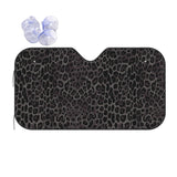 Leopard Print Universal Accordion Folding Aluminum Windshield Sunshade 51" x 27.5", Reflective Car Shade for SUV and Truck