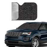 Leopard Print Universal Accordion Folding Aluminum Windshield Sunshade 51" x 27.5", Reflective Car Shade for SUV and Truck