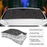 Leopard Print Universal Accordion Folding Aluminum Windshield Sunshade 51" x 27.5", Reflective Car Shade for SUV and Truck
