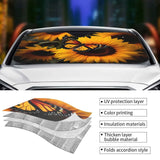 Sunflower Butterfly Universal Accordion Folding Aluminum Windshield Sunshade for Car, SUV and Truck, 51 x 27.5 Inches