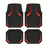 Heavy-Duty Rubber Floor Mats, Aluminum Film Car Mats Set, Front and Rear Car Mats with Anti-Slip Backing, All-Weather Protection, Red In Australia - Darrahopens