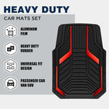 Heavy-Duty Rubber Floor Mats, Aluminum Film Car Mats Set, Front and Rear Car Mats with Anti-Slip Backing, All-Weather Protection, Red In Australia - Darrahopens