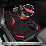 Heavy-Duty Rubber Floor Mats, Aluminum Film Car Mats Set, Front and Rear Car Mats with Anti-Slip Backing, All-Weather Protection, Red In Australia - Darrahopens