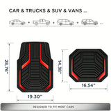 Heavy-Duty Rubber Floor Mats, Aluminum Film Car Mats Set, Front and Rear Car Mats with Anti-Slip Backing, All-Weather Protection, Red