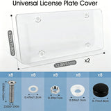 2 Pieces Clear License Plate Covers Flat Vehicle Tag Frame Protector with Screws and Caps Universal for Sedan, SUV, RV, 12.2 x 6.3 Inches, Transparent