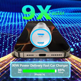 90W Dual PD USB-C Car Charger, Cigarette Lighter Fast Charger with Type-C Cable for iPhone 16 Pro and 16 Pro Max In Australia - Darrahopens