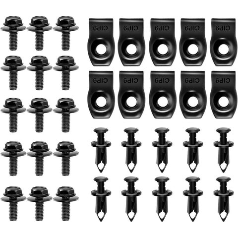 35 Pieces Engine Under Cover Splash Shield Guard Body Bolts, Bumper Fender Liner Push Retainer Fastener Rivet Clips, Black In Australia - Darrahopens