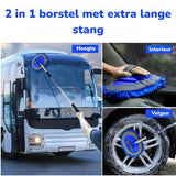 Telescopic Car Wash Brush with Detachable Microfiber Pad and Scratch-Free Wash Glove, Extendable Handle for Cars, Campers and Boats
