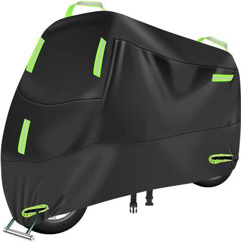 Waterproof Outdoor Motorcycle Cover, Motorcycle Cover for Scooter, With Lock Holes and Reflective Stripes, 7 Reflectors