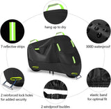 Waterproof Outdoor Motorcycle Cover, Motorcycle Cover for Scooter, With Lock Holes and Reflective Stripes, 7 Reflectors