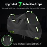 Waterproof Outdoor Motorcycle Cover, Motorcycle Cover for Scooter, With Lock Holes and Reflective Stripes, 7 Reflectors