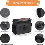 Waterproof Bicycle Handlebar Bag with Phone Holder, 6 L Detachable Pannier and Adjustable Velcro Straps for Daily Cycling, Black