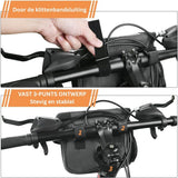 Waterproof Bicycle Handlebar Bag with Phone Holder, 6 L Detachable Pannier and Adjustable Velcro Straps for Daily Cycling, Black