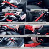 Car steering wheel lock for seat belts, Robust universal steering wheel lock, visibility car lock, Theft protection, 3 keys red, 72 cm
