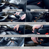 Car steering wheel lock for seat belts, Robust universal steering wheel lock, visibility car lock, Theft protection, 3 keys black, 72 cm In Australia - Darrahopens
