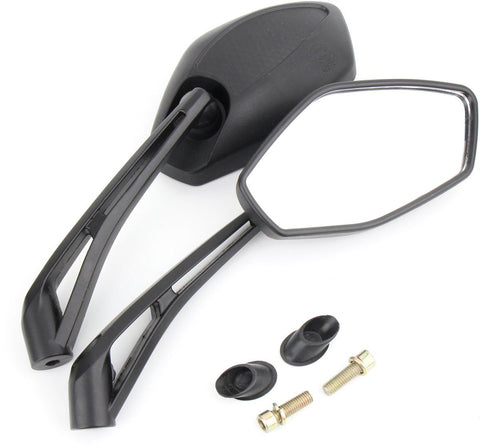 1 Pair Universal Bar End Motorcycle Mirrors, Adjustable Scooter Rearview Mirrors with 8 mm and 10 mm Mounting, Black