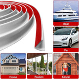 J Shape Rain Gutter, 3 m, Rain Gutter for Motorhomes, shaped, Rain Deflector, Self, Adhesive, Roof Rain Drain Strip for Truck, Boat, White