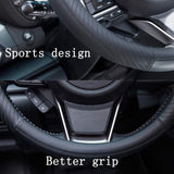Steering Wheel cover, Leather steering wheel cover for the car steering wheel 37 to 38 cm, anti, slip, universal, black In Australia - Darrahopens