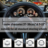 Steering Wheel cover, Leather steering wheel cover for the car steering wheel 37 to 38 cm, anti, slip, universal, black