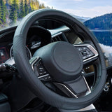 Steering Wheel cover, Leather steering wheel cover for the car steering wheel 37 to 38 cm, anti, slip, universal, black